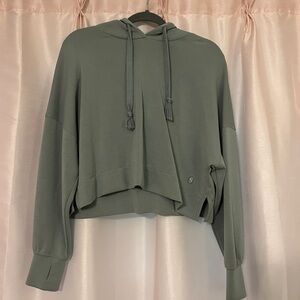 Altar'd State Cropped Drawstring Hoodie in Olive